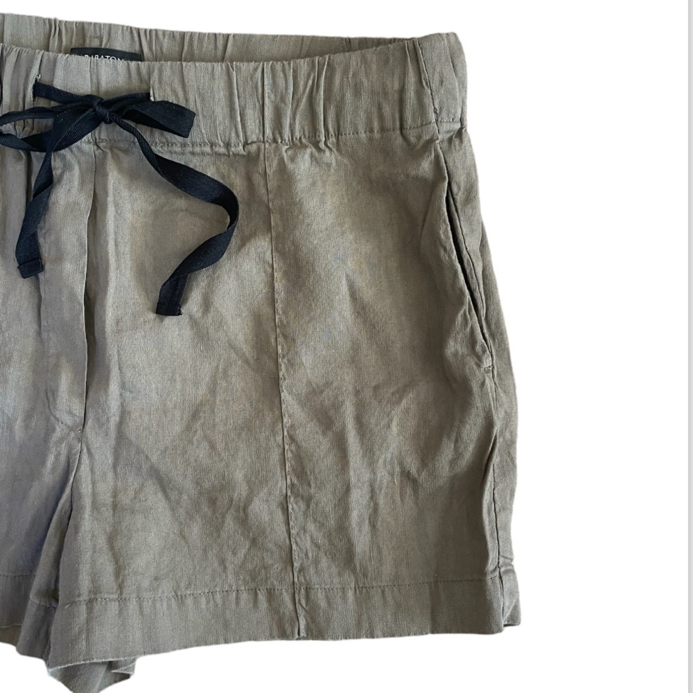 Babaton Aritzia Linen Drawstring Army Green Shorts - image 2